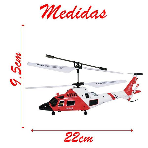 Imagem de Brinquedo Helicóptero Falcão Controle Remoto 2 Canais Com Giroscópio