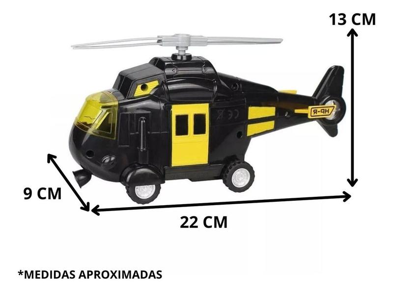 Imagem de Brinquedo Helicóptero Resgate Polícia Ou Bombeiro de Fricção C/ Luz Led e Som