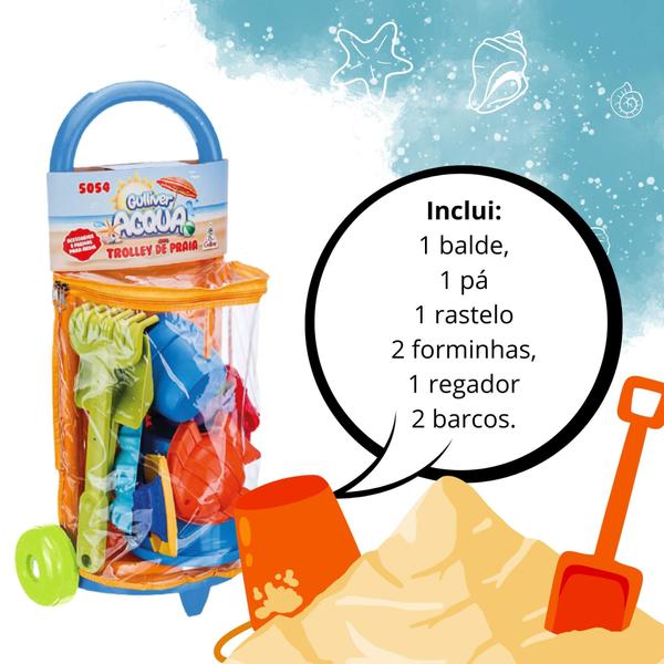 Imagem de Brinquedo Infantil Acqua Trolley de Praia 8 Peças Gulliver - 5054