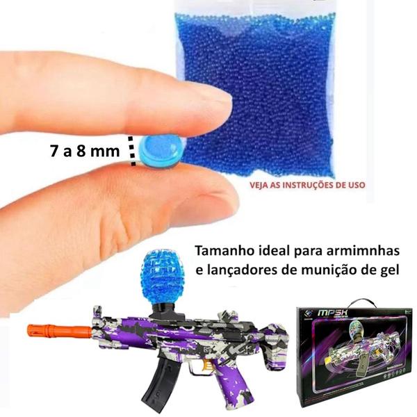 Imagem de Brinquedo Infantil Arminha Automática de Bolinhas Gel MP5K Roxa Metralha + 500 Bolinhas 