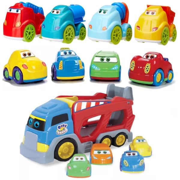 Imagem de Brinquedo Infantil Baby Caminhão + 12 Carrinhos Educativo