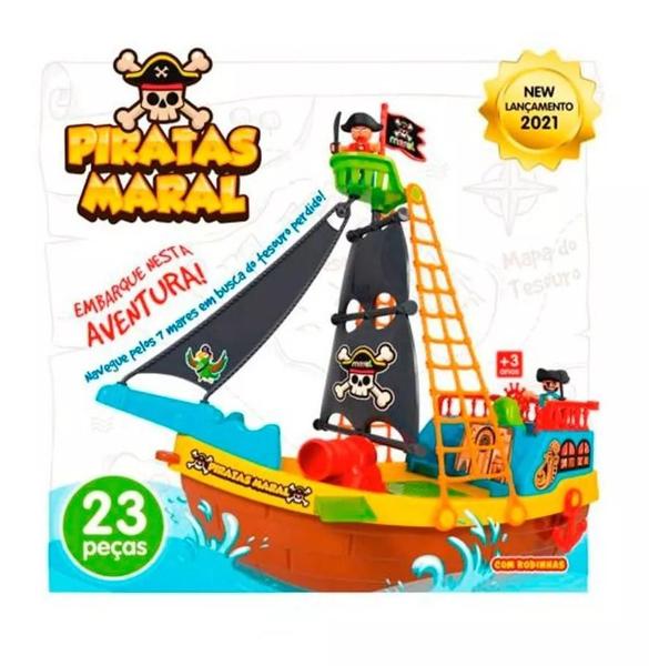 Imagem de Brinquedo Infantil Barco Pirata Navio Aventura Divertida Maral 23 Peças 2121