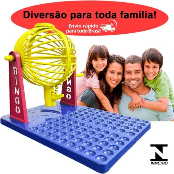 Imagem de Brinquedo infantil bingo 24 cartelas 90 bolinhas globo giratório jogo criança menino menina completo