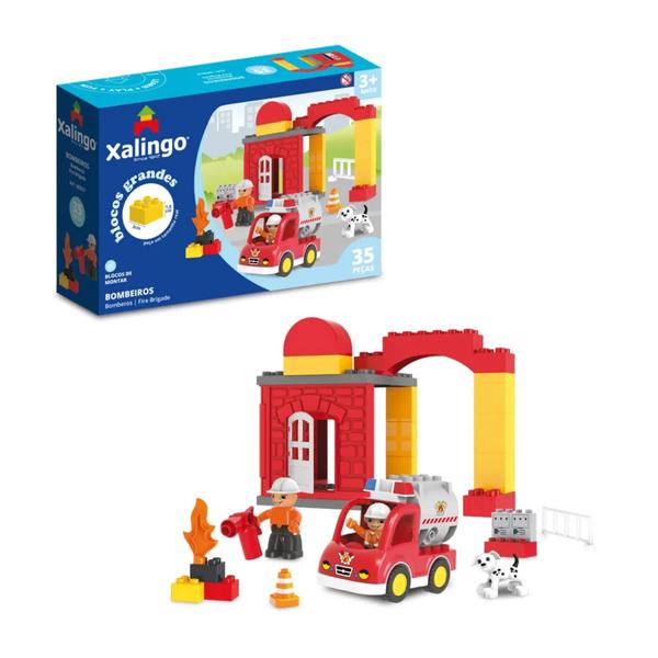 Imagem de Brinquedo Infantil Bloco de Montar Grande Bombeiros 35 Peças Xalingo - 68309