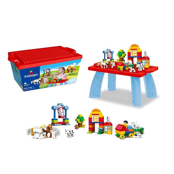 Imagem de Brinquedo Infantil Bloco de Montar Grande Box 2 em 1 100 Peças Xalingo - 68365