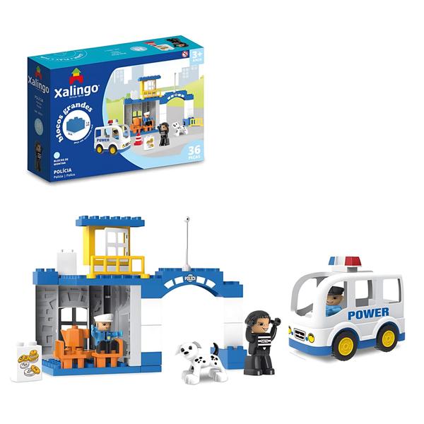 Brinquedo Infantil Bloco de Montar Grande Policia 36 Peças Xalingo - 68321 Imagem de Brinquedo Infantil Bloco de Montar Grande Policia 36 Peças Xalingo - 68321