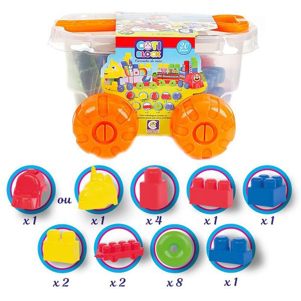 Imagem de Brinquedo Infantil Blocos Coti Block com Carrinho Cotiplás