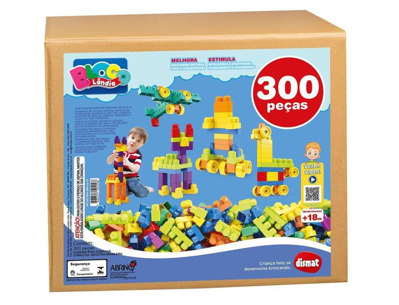 Imagem de Brinquedo Infantil Blocos de Montar 300 Peças Dismat Mais Blocos IX