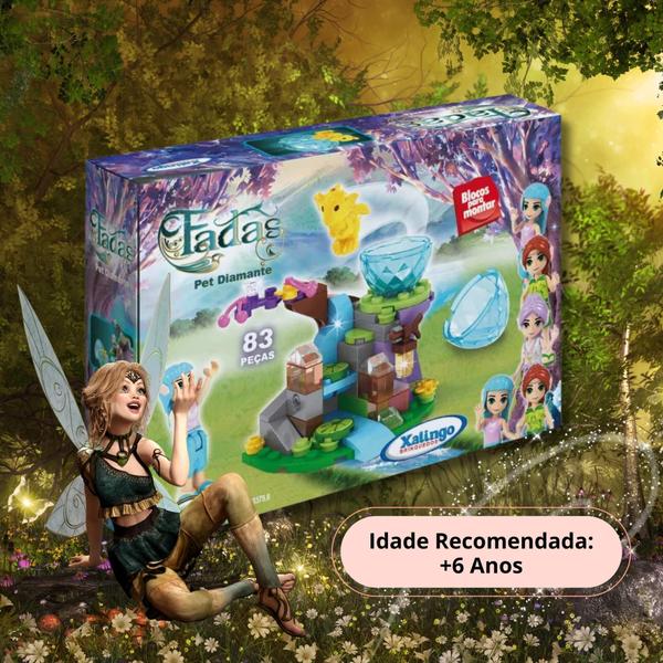 Imagem de Brinquedo Infantil Blocos de Montar Fadas Pet Diamante 83 peças Xalingo - 03798