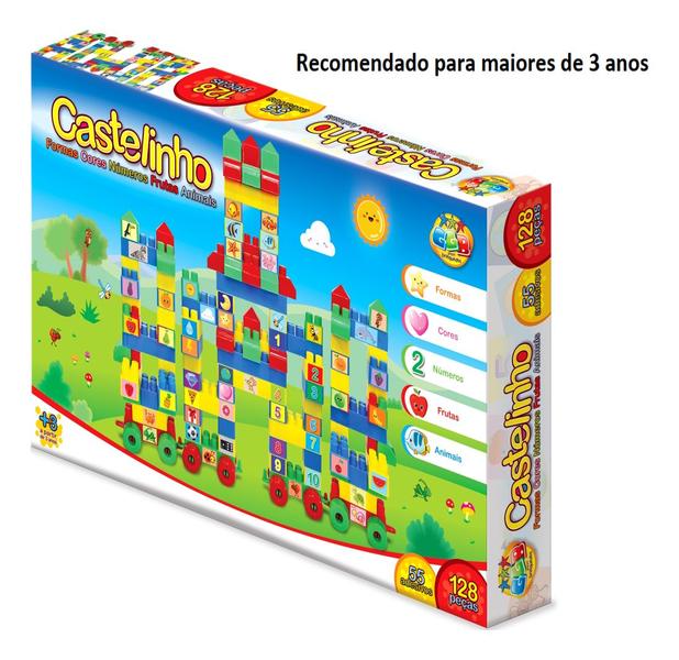 Imagem de Brinquedo Infantil Blocos Monta Monta Castelo 128 Pçs