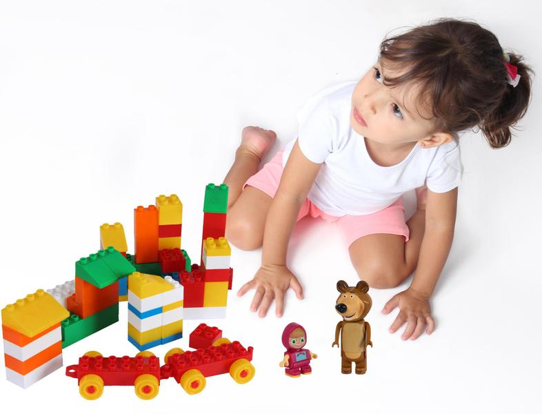Imagem de Brinquedo Infantil Blocos Para Montar Coleção Masha E O Urso Com Carrinho