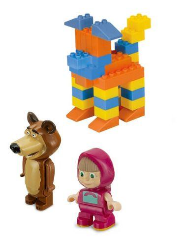 Imagem de Brinquedo Infantil Blocos Para Montar Coleção Masha E O Urso Com Carrinho