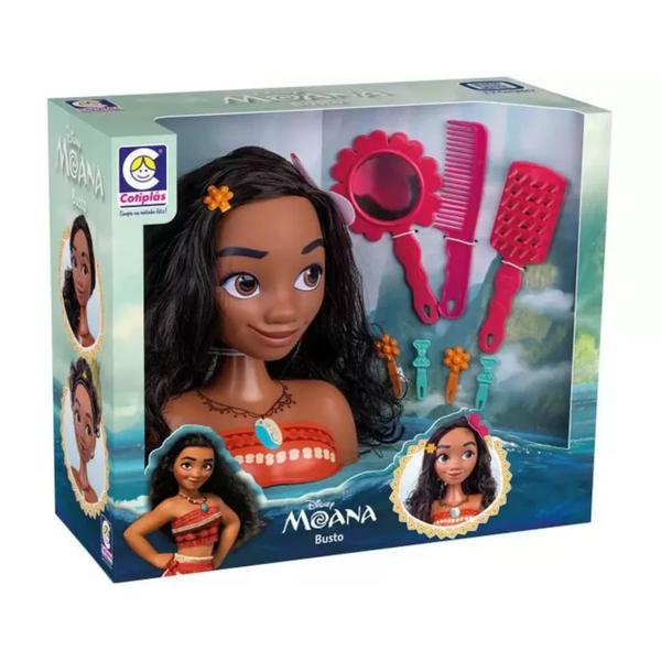 Imagem de Brinquedo Infantil Boneca Moana Busto Maqueie, Faça Penteados Cotiplas 2599