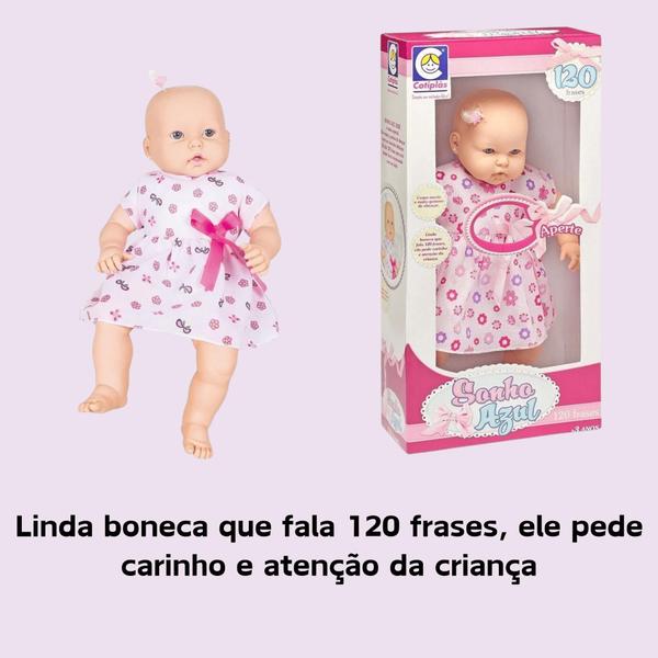 Imagem de Brinquedo Infantil Boneca Sonho Azul Sem Cabelo Cotiplás 2072