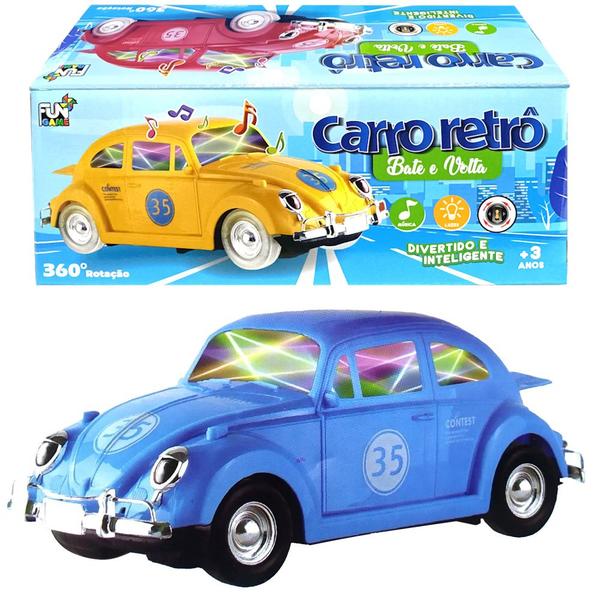 Imagem de Brinquedo Infantil Carrinho Bate e Volta e Gira 360º Fusca com Som e Luz