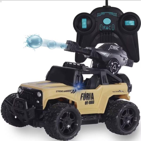 Imagem de Brinquedo Infantil Carrinho de Controle Remoto Recarregável Atira Bolinhas de Gel