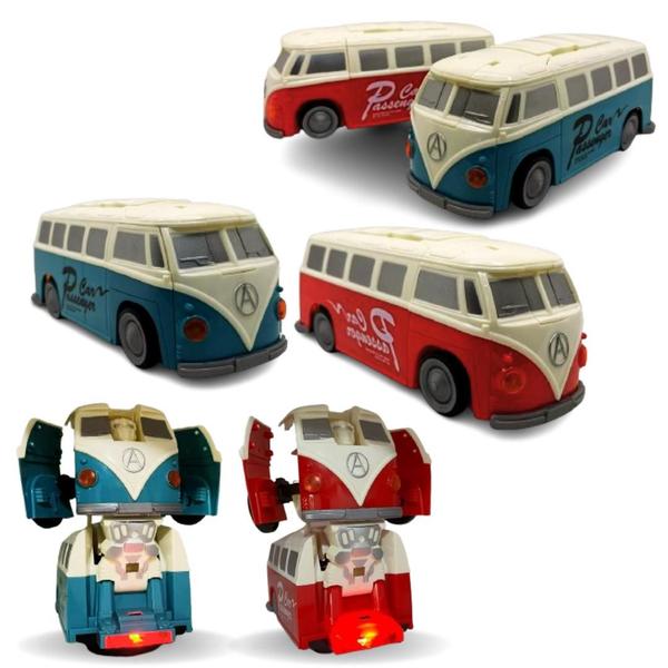 Imagem de Brinquedo infantil Carrinho Kombi Transformers Robô Colorido Menino