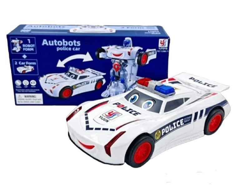 Imagem de Brinquedo Infantil Carro de Polícia Vira Robô Emite Som E Luz