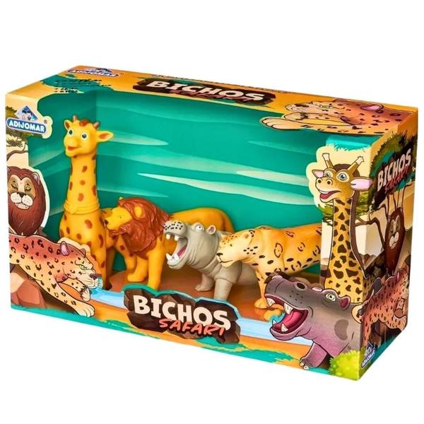 safari Brinquedo Infantil Com 4 Animais Em Vinil Bichos Safari