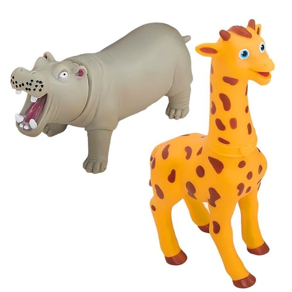 safari Brinquedo Infantil Com 4 Animais Em Vinil Bichos Safari