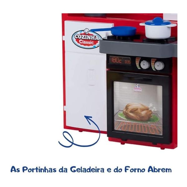 Imagem de Brinquedo infantil Cozinha Classic Vermelho com acessórios Cotiplas 2437