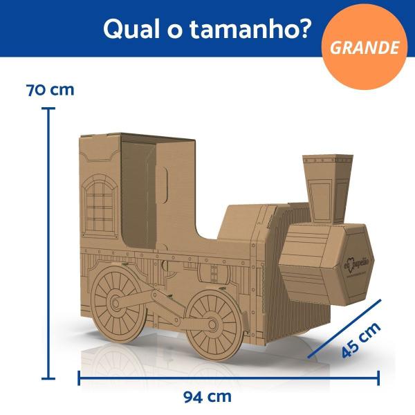 Imagem de Brinquedo Infantil Criança Trem Papelão Pintar Desenhar Presente Menino Menina 2 3 4 5 anos Sustentável Colorir Imaginação Diversão Locomotiva