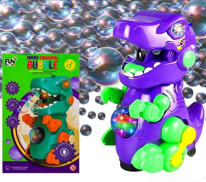 Imagem de Brinquedo Infantil Dinossauro Solta Bolhas Com Som Luzes e Movimentos Gira 360