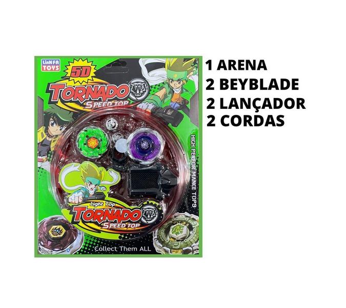 Imagem de Brinquedo Infantil Divertido Kit 4 Bayblade Metal Com Luz Led + Lançadores + Arena