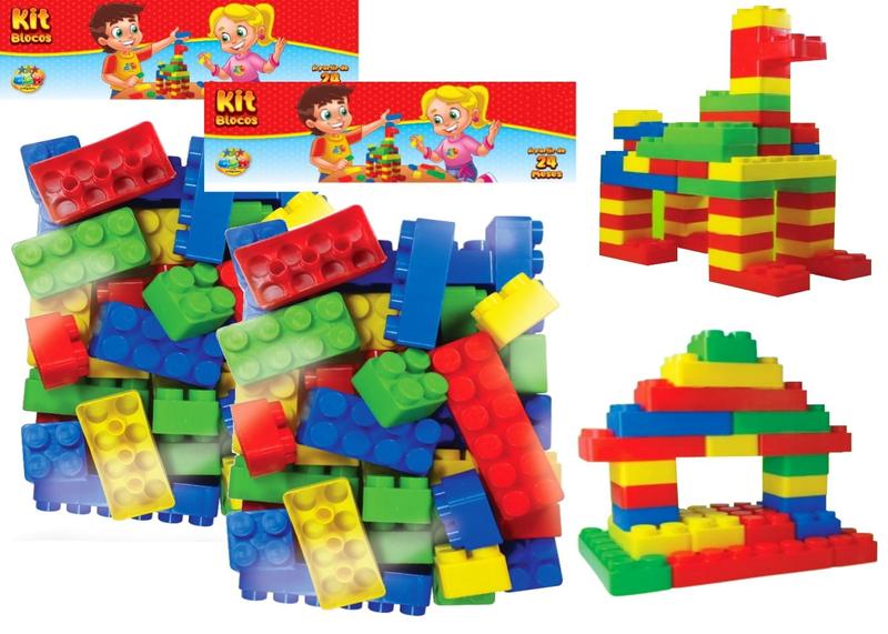 Brinquedo Infantil Educativo Blocos de Montar 96 Pcs Grande - GGB Brinquedos Imagem de Brinquedo Infantil Educativo Blocos de Montar 96 Pcs Grande