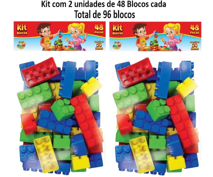 Brinquedo Infantil Educativo Blocos de Montar 96 Pcs Grande - GGB Brinquedos Imagem de Brinquedo Infantil Educativo Blocos de Montar 96 Pcs Grande