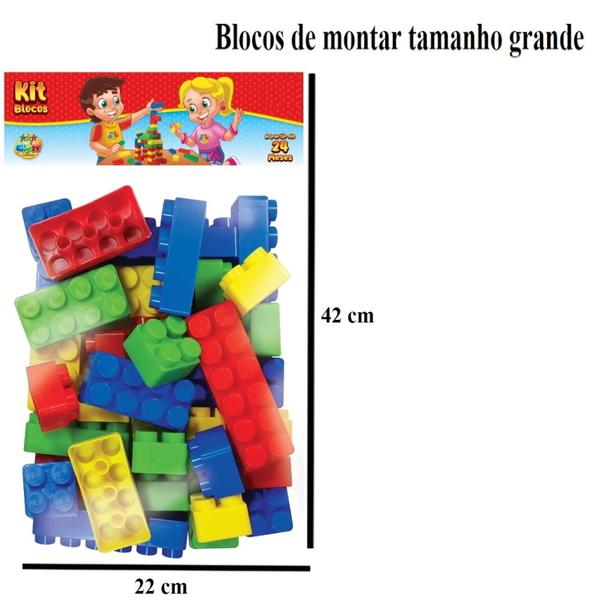Brinquedo Infantil Educativo Blocos de Montar 96 Pcs Grande - GGB Brinquedos Imagem de Brinquedo Infantil Educativo Blocos de Montar 96 Pcs Grande