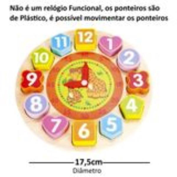 Imagem de Brinquedo Infantil Educativo em Madeira Relógio Madeira DmToys Girafa