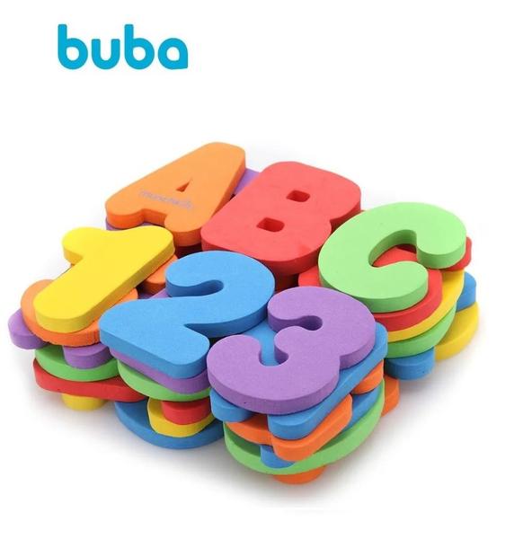 Imagem de Brinquedo Infantil Educativo Para Banho Letras e Números Coloridos Buba