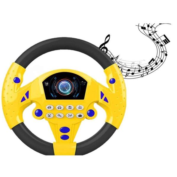 Imagem de Brinquedo Infantil Interativo Educativo Volante Musical Com Ventosas Sons e Luzes Amarelo ENVIO RÁPIDO