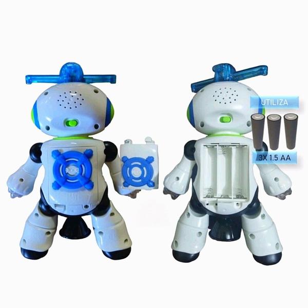 Imagem de Brinquedo Infantil Interativo Sons e Luzes Led Robô Musical Dançarino Gira 360 Com Helice Envio Imediato