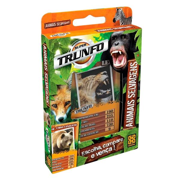 Imagem de Brinquedo Infantil Jogo de Cartas Super Trunfo Animais Selvagens Grow - 01816