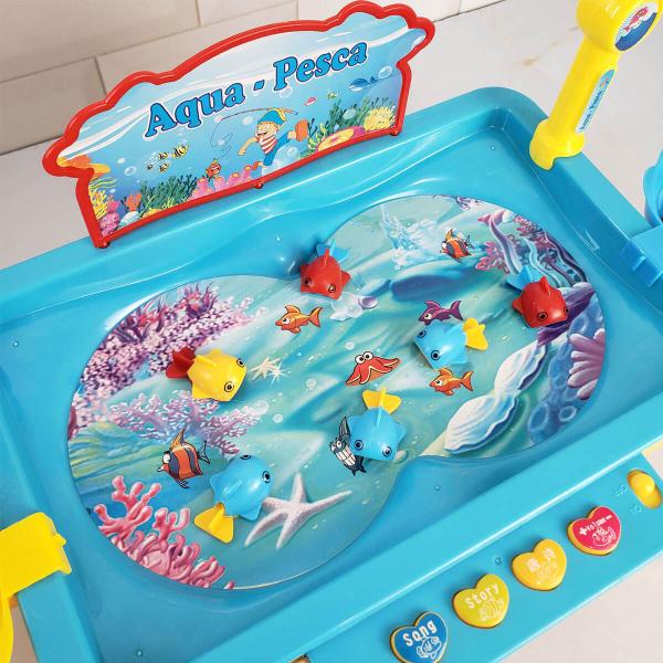 Imagem de Brinquedo Infantil Jogo de Pescar Aqua Pesca Fenix 10 Peixinhos e 2 Varas de Pescar Colorido