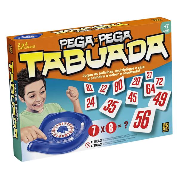 Imagem de Brinquedo Infantil Jogo de Tabuleiro Pega Pega Tabuada Grow - 01467