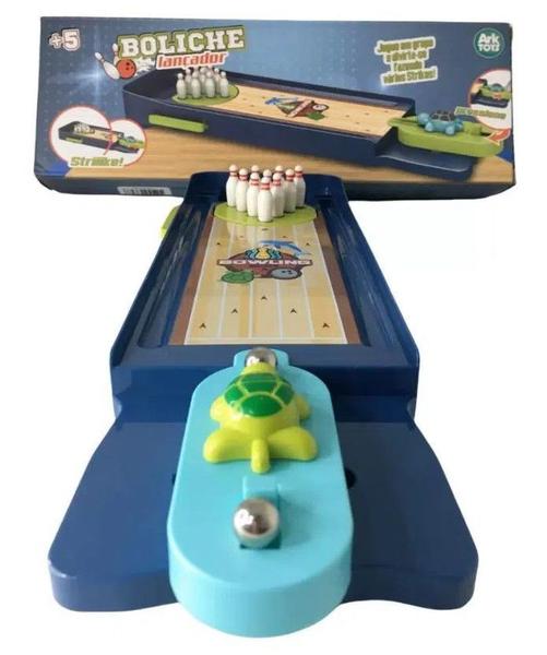 Imagem de Brinquedo infantil Jogo Mini Boliche de Mesa Com Lançador