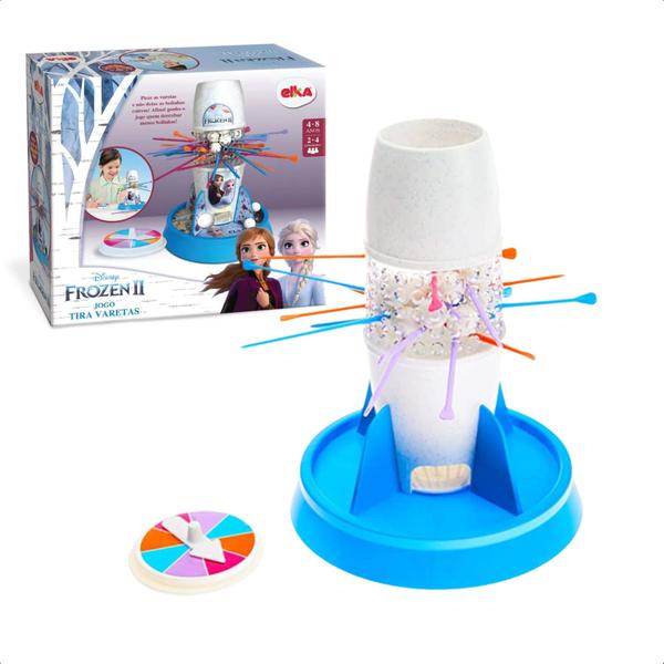 Imagem de Brinquedo Infantil Jogo Tira Varetas Disney Frozen 2 - Elza e Ana em Plástico +4 Anos com Roleta e Bolinhas Elka - 1133