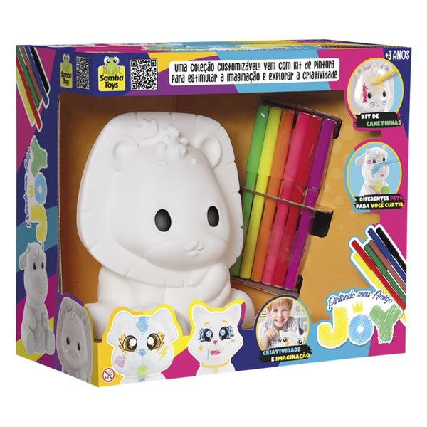 Imagem de Brinquedo Infantil Joy Leãozinho Pintura Com Canetinhas Em Vinil Macio - Samba Toys