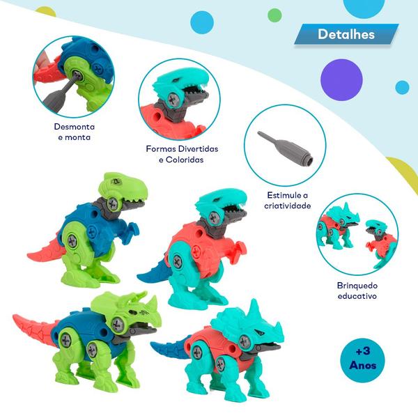 Imagem de Brinquedo Infantil Kit Dinossauros Monta Desmonta Divertido