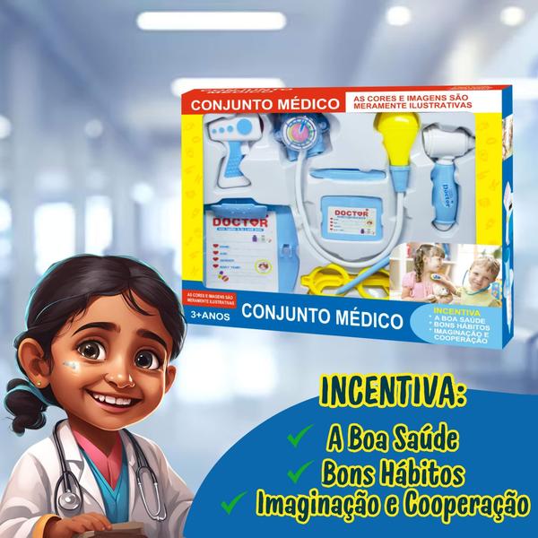 Imagem de Brinquedo Infantil Kit Médico Faz de Conta C/ Luz e Som Fenix Brinquedos - XMK-644A