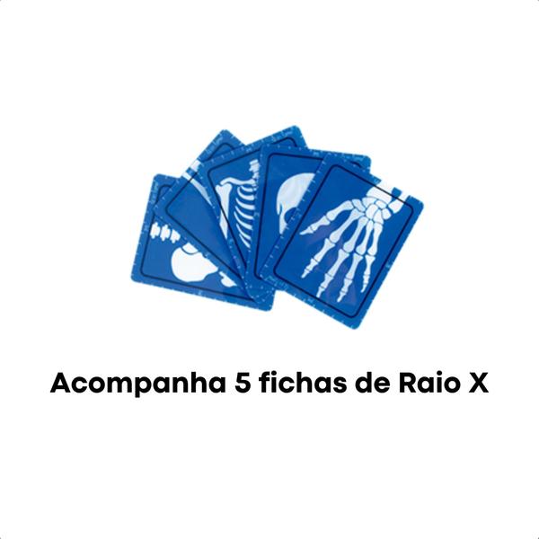 Imagem de Brinquedo Infantil Kit Médico Raio X Azul com Fichas Estetoscópio Acessórios Faz de Conta - Fenix DRX-810A