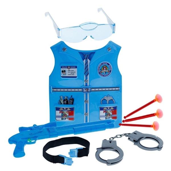 Imagem de Brinquedo Infantil Kit Policial Azul DDG Toys - Kit Completo de Acessórios e Uniforme