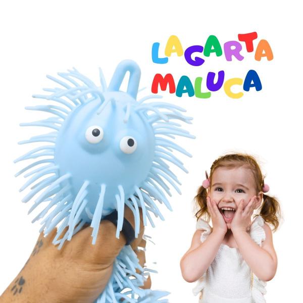 Imagem de Brinquedo Infantil Lagarta Flofy Squish Fidget Toy Luz Brilha Apertar Anti Stress