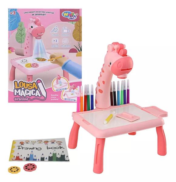 Imagem de Brinquedo Infantil Lousa Mágica Mesinha Com Projetor Girafinha  - Rosa