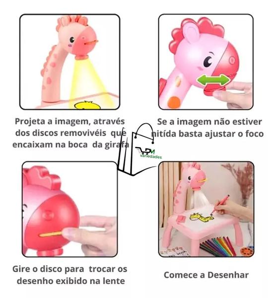 Imagem de Brinquedo Infantil Lousa Mágica Mesinha Com Projetor Girafinha  - Rosa