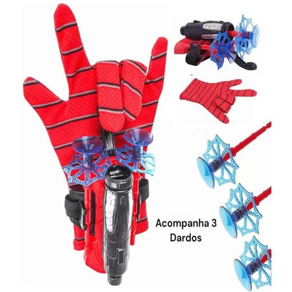 Imagem de Brinquedo Infantil luva Lança Teia dardos Para Crianças meninos/Spiderman homem aranha heroi - Kit com 2 Unid.