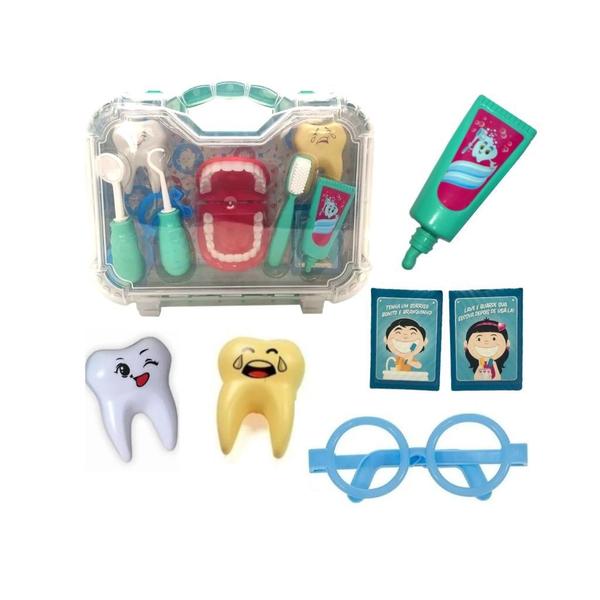 Imagem de Brinquedo infantil maleta kit dentista grande verde menino